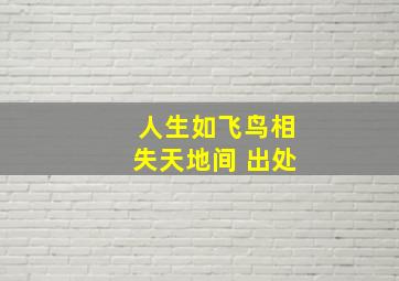 人生如飞鸟相失天地间 出处